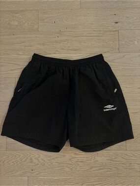 Balenciaga Black Men’s Athletic Shorts with Logo